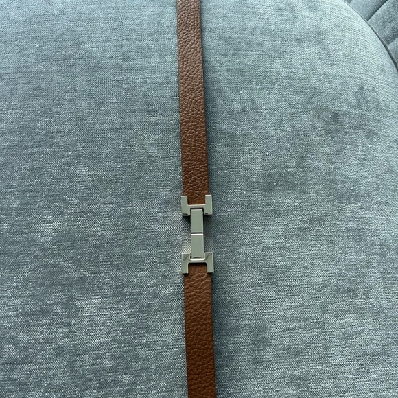 NWOT Reiss Hayley Leather Square Hinge Belt in Tan (M) - Picture 11 of 11
